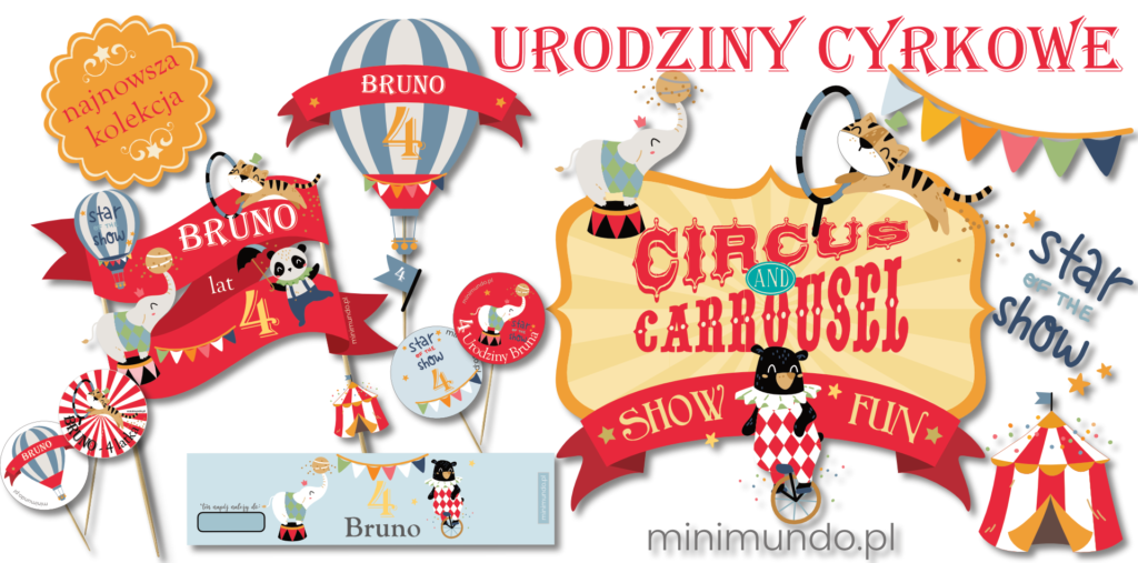 Zaproszenie na urodziny dziecka personalizowane urodziny cyrkowe dekoracje Minimundo